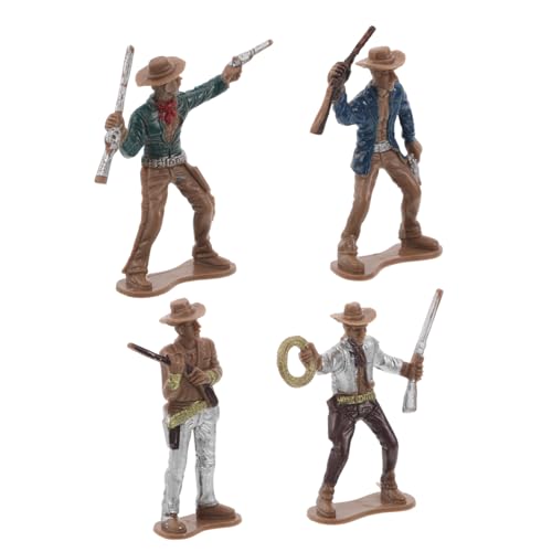 ORFOFE 4 Stück Teiliges Cowboy Figuren Western Dekorationen für Party und Heimdeko Western Cowboy Modell Sammlung mit Detailreichen Posen für Realistische Szenen von ORFOFE