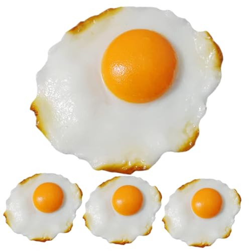 ORFOFE 4 Stück Teiliges Fake Spiegelei Dekoratives Modell aus Flexiblem Material Langlebiges Realistisches Ei für Spielküche Fotorequisiten und Raumdekoration von ORFOFE