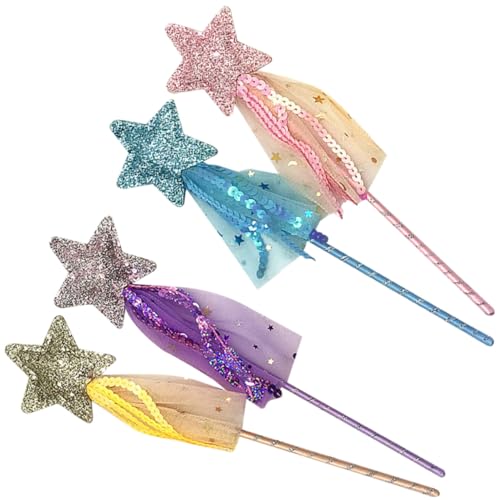 ORFOFE 4 Stück Teiliges Glitzer Feenstäbe für Kostümspiele Party Deko Leicht zu Greifen für Mädchen Cosplay und Bühnenauftritte von ORFOFE