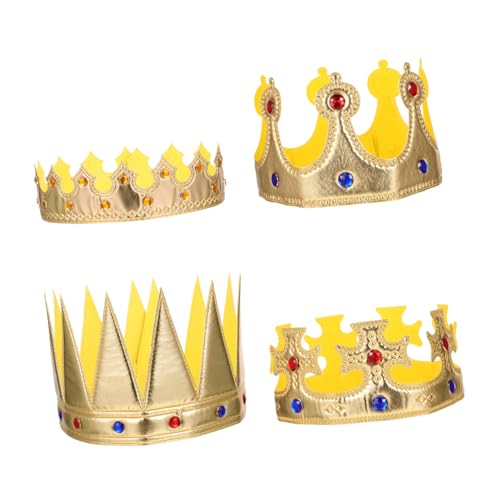 ORFOFE 4 Stück Teiliges Halloween Kronen Goldfarbene Königskronen Kronen für Geburtstagsfeiern Karneval und Kostüme Jungen Mädchen Party Dekoration von ORFOFE