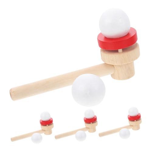 ORFOFE 4 Stück Teiliges Holz Schwebe ballspielzeug mit Blasrohr Balance Atemübungsspiel für Erwachsene Fördert Koordination und Spaß bei Geburtstagsfeiern und Partys von ORFOFE