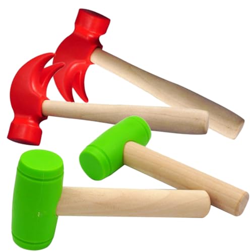 ORFOFE 4 Stück Teiliges Holzhammer Kleinkinder Farbenfrohe Simulation Ergonomischer Griff Feinmotorisches Training Lernspielzeug für Kindergeburtstag und Eltern Junge Mädchen Spiele von ORFOFE