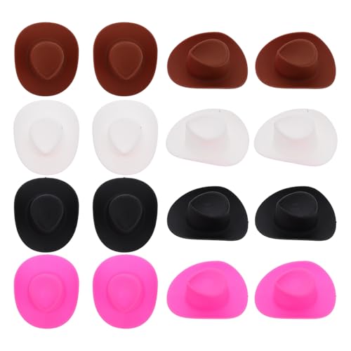 ORFOFE 4 Stück Teiliges Mini Cowgirl Hut für Puppen und DIY Bastelprojekte Bunte Western Hüte in Dunkel Glitzer und Dunkelbraun Niedliche Accessoires für Partydekoration von ORFOFE