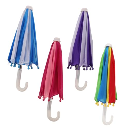 ORFOFE 4 Stück Teiliges Miniatur Puppenregenschirm Farbenfrohe Lebensnahe Miniatur Puppenzubehör für Puppen Geeignet Realistisches Puppenhaus Dekorationsspielzeug von ORFOFE