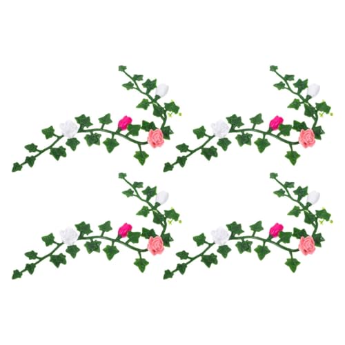 ORFOFE 4 Stück Teiliges Puppenhaus Miniatur Blumenreben Realistische Rosen Hängeblumen für Puppenhaus Garten Dekoration Langlebige Resin Modelle Vielseitig für Miniaturlandschaften und von ORFOFE