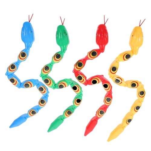 ORFOFE 4 Stück Teiliges Realistische Wackelschlangen Scherzartikel für Halloween Party Dekoration Gartendeko Bunte Flexible Fake Schlangen Modelle von ORFOFE