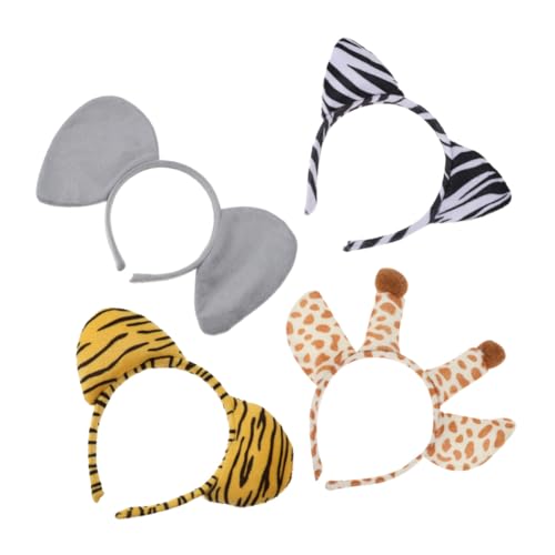 ORFOFE 4 Stück Teiliges Tierohren Haarband Tiger Elefant Zebra Giraffe Ohr Stirnbänder aus Weichem Elastisch Rutschfest für Erwachsene Halloween Kostüm Party Zubehör ORFOFE 4 Stück Teiliges Tierohren Haarband Tiger Elefant Zebra Giraffe Ohr Stirnbänder aus Weichem Elastisch Rutschfest für Erwachsene Halloween Kostüm Party Zubehör von ORFOFE