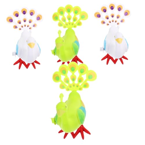 ORFOFE 4 Stück Teiliges Wind up mit Springendem Pfau Robustes Kindgerechtes Uhrwerkspielzeug Dekoratives Lernspielzeug für Farblich Sortiert in Weiß und Grün Langlebig und Unterhaltsam von ORFOFE