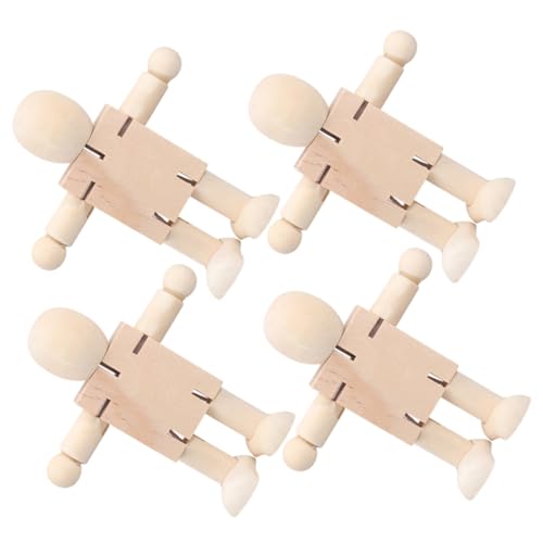 ORFOFE 4 Stück Unvollendete Holzroboter zum Basteln Teiliges Verstellbare Gelenkfiguren aus Robustem Holz Kreative DIY Puppen für Malen Graffiti Weihnachtsdeko Fördert Feinmotorik und von ORFOFE