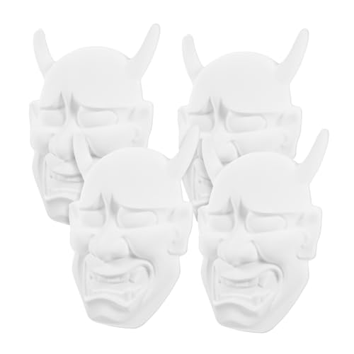 ORFOFE 4 Stück Weiße Pvc-masken zum Bemalen Leichte DIY Grusel-masken ohne Kreative Bastelmasken für Kindergeburtstag Halloween Fasching und Cosplay-party von ORFOFE