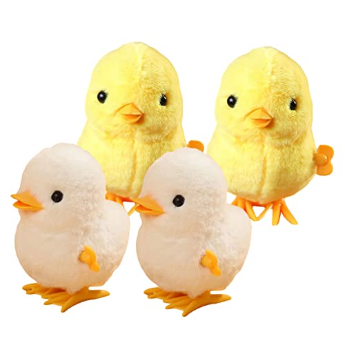 ORFOFE 4 Stück plüschiges springendes Huhn Hühnerspringende Spielzeuge Spielzeug für Kleinkinder Plüschtier Haargummis Gastgeschenke Spielzeug zum Aufziehen Ente Uhrwerk Spielzeug Huhn von ORFOFE