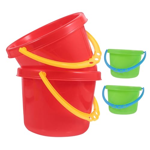 ORFOFE 4 Teiliges Kunststoff Eimer für Mini Strandspielzeug in Blau Rot Gelb Leichter Sandspielzeug Eimer für Kindergarten und Wasserspaß Am Strand Zufällige Farbe von ORFOFE