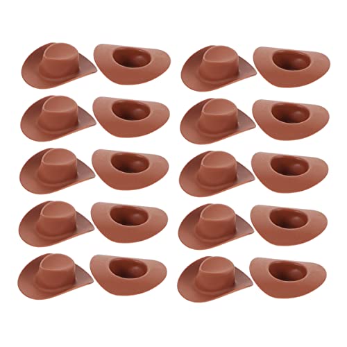ORFOFE 40 Stück Mini Cowgirl Hüte aus Kunststoff Miniatur Bastelhüte für DIY Puppendekoration Braune Kleine Hüte für Bastelprojekte Langlebig und Formbeständig von ORFOFE