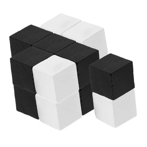 ORFOFE 40 Stück Teiliges Mini Holz Schachfiguren Kleine Schwarz-weiße Quadratische Holzschachsteine Leichtes Spielzubehör für Flugschach und Brettspiele Fördert Denkvermögen und Spielspaß von ORFOFE