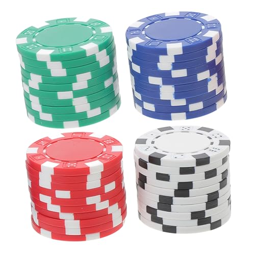 ORFOFE 40 Stück Teiliges Pokerchip Kunststoff Runde Farbige Chips für Poker und Brettspiele Leichte Robuste Spielsteine für Party Unterricht und Zählspiele Farben Je von ORFOFE