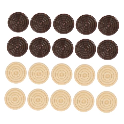 ORFOFE 48 Stück Teiliges Holz-spielsteine Brettspiele Runde Polierte Damespiel Schachfiguren in Natur Dunkelbraun Einsetzbar für Familienspiele von ORFOFE