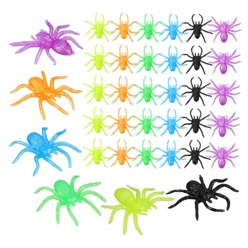 ORFOFE 48 Teiliges Dehnbarer TPR Spinnen in Farben Realistische Kleine Halloween Spielzeugspinnen für Partys Gruselige Deko Scherzartikel und Goodie Bag Füller Flexibel Langlebig von ORFOFE