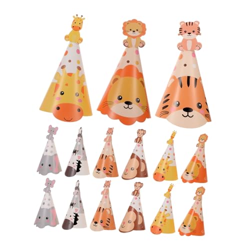 ORFOFE 5 Sätze Dschungel Tiere Geburtstag Partyhüte für Papier Hüte mit Tiger Elefant Motiven Waldthema Geburtstagskronen für Jungen und Mädchen für Kleine Feiern und Gruppenspiele von ORFOFE