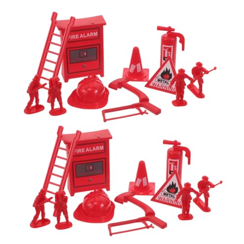 ORFOFE 5 Sätze Feuerwehr Spielzeugset mit Mini Feuerlöscher und Feuerwehrmann Figuren Kunststoff Rettungsspielzeug für Rollenspiele Teamwork und Puppenhaus Dekoration von ORFOFE