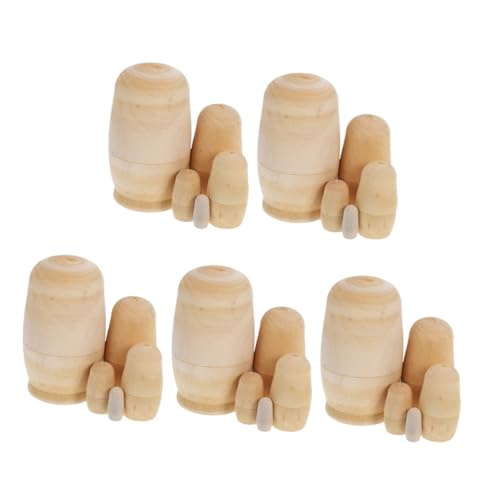 ORFOFE 5 Sätze Unbemalte Russische Holzpuppen aus Holz Lagige DIY Nistpuppen für Vielseitige Bastelsets für Familienprojekte Nachhaltige Dekoration und Geschenkideen von ORFOFE