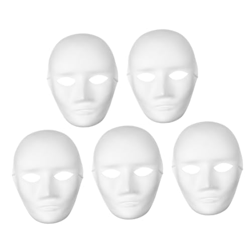 ORFOFE 5 Stück Diy Weiße Papiermasken Leicht und Blanke Bemalbare Masken für Basteln Sichere und Umweltfreundliche Pappmaske für Halloween Karneval Cosplay und Kreativprojekte von ORFOFE