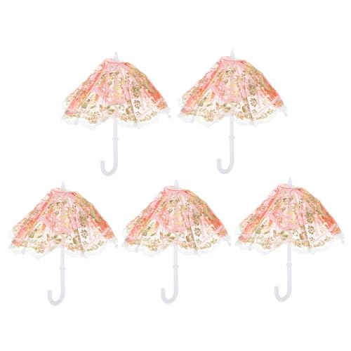 ORFOFE 5 Stück Mini Sonnenschirme aus Kunststoff mit Spitzenbesatz Miniatur Spielhaus Zubehör für Bunte Mini Parasols Dekorative DIY Accessoires Zufällige Muster und ORFOFE 5 Stück Mini Sonnenschirme aus Kunststoff mit Spitzenbesatz Miniatur Spielhaus Zubehör für Bunte Mini Parasols Dekorative DIY Accessoires Zufällige Muster und von ORFOFE