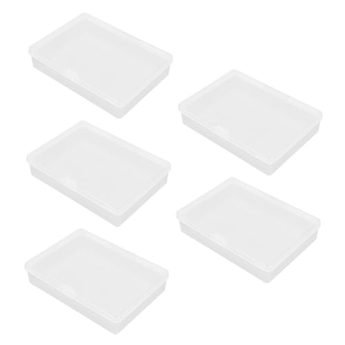 ORFOFE 5 Stück Rechteckige Aufbewahrungsboxen aus Kunststoff mit Deckel Transparent als Poker Kartenbox und Spielkarten Etui Platzsparend Kratzfest Vielseitig für Kleine Gegenstände von ORFOFE