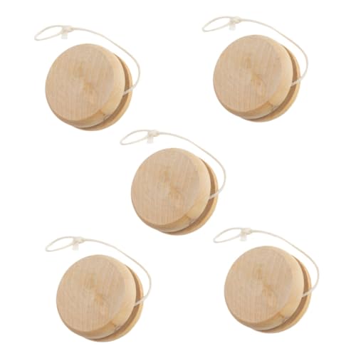 ORFOFE 5 Stück Teiliges Holz Yo Yo Tragbares Einfach zu Bedienendes Fingerspielzeug Handgefertigt Fördert Hand Auge Koordination und Geschicklichkeit Geeignet für Erwachsene von ORFOFE