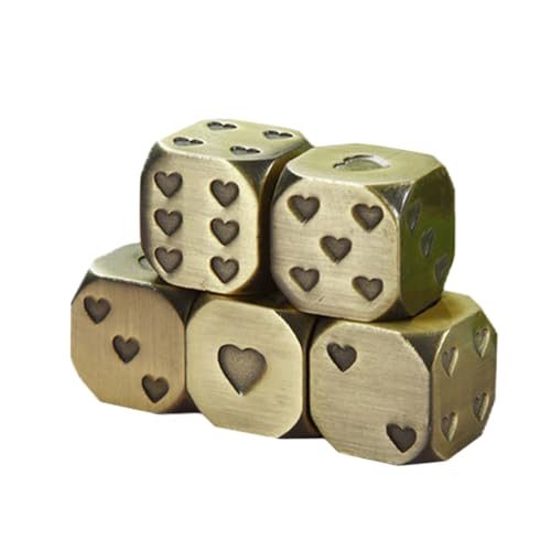 ORFOFE 5 Stück Teiliges Metallwürfel Abgerundeten Ecken und Herz Muster Leichte Würfel für Brettspiele und Party Geeignet als Ersatzwürfel für Familienspiel Bar und Zuhause von ORFOFE