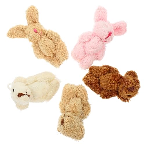 ORFOFE 5 Stück Teiliges Mini Plüschtiere mit Bär und Kaninchen Realistische Puppenhaus Dekoration Leichte Kompakte Miniatur Spielzeugfiguren für DIY Szene Sammler und Kinderzimmer von ORFOFE