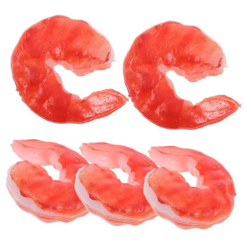 ORFOFE 5 Stück Teiliges Realistische Shrimp Modelle aus Robustem Kunststoff Lebensnahe Garnelen Nachbildung für DIY Spiel und Dekoration Vielseitig Einsetzbar als Food Display und von ORFOFE