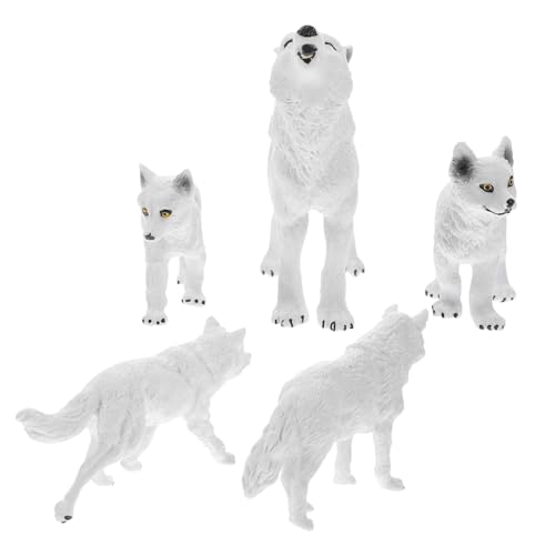 ORFOFE 5 Stück Teiliges Realistische Wolf Figuren Wildtiere Tierstatuen Dekorativ für Kinderzimmer Schreibtisch Wohnraum Geschenk Tierfreunde Sammler von ORFOFE