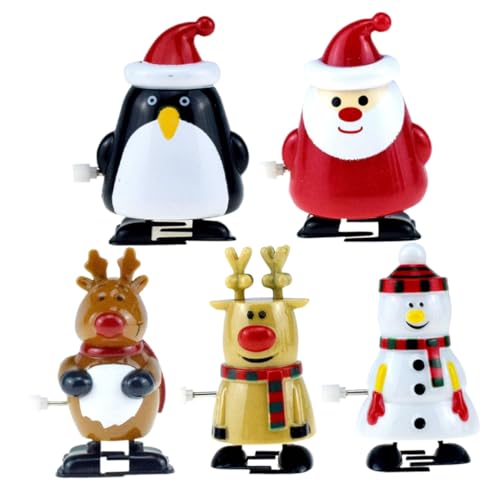 ORFOFE 5 Stück Weihnachtsmann- Weihnachten Weihnachtsspielzeug für Gehen Urlaubsspielzeug zum Aufziehen Schneemann Aufziehspielzeug Plastik Dunkelbraun von ORFOFE