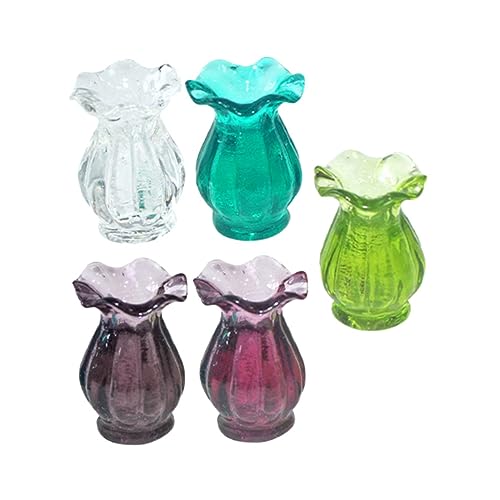 ORFOFE 5 Stücke Mini Vase Modell Miniatur Szene Dekoration Transparente Blumenförmige Flasche von ORFOFE