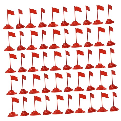 ORFOFE 50 Sätze Miniatur Rote Fahnen Modellset Kunststoff Militärisches Sandtisch Zubehör Flexibel Langlebig Dekoratives DIY Szenen flaggen Modell von ORFOFE