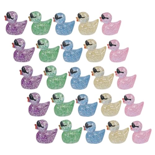ORFOFE 50 Stück Mini Enten Figuren Glow in The Dark Leuchtend Resin Kleine Bunte Miniatur Enten für Garten Puppenhaus Aquarium Micro Landschaft Dekoration von ORFOFE