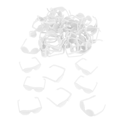 ORFOFE 50 Stück Teiliges Mini Puppenhaus Brillen Kunststoff Weiß Niedliche Mini Sonnenbrillen Deko Puppenzubehör mit Robustem Modischem Design für DIY Bastelprojekte und Puppendekoration von ORFOFE