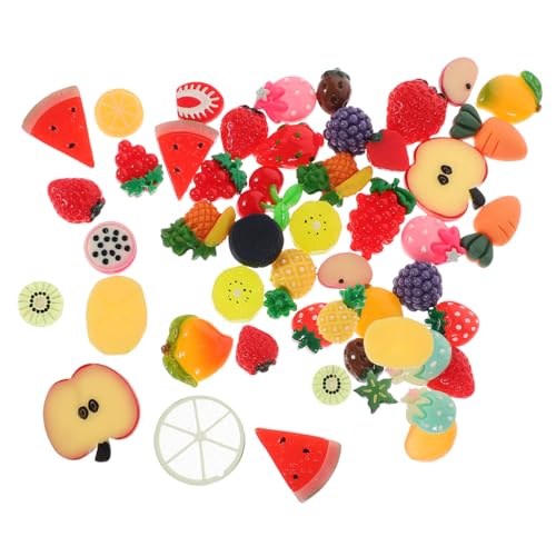 ORFOFE 50 Stück Teiliges Miniatur Obstset Lebensechte Bunte Früchte Modelle Fein Detaillierte Mini Obst Dekoration für Puppenhaus DIY Frucht Themen für Sammler und Fotografie von ORFOFE