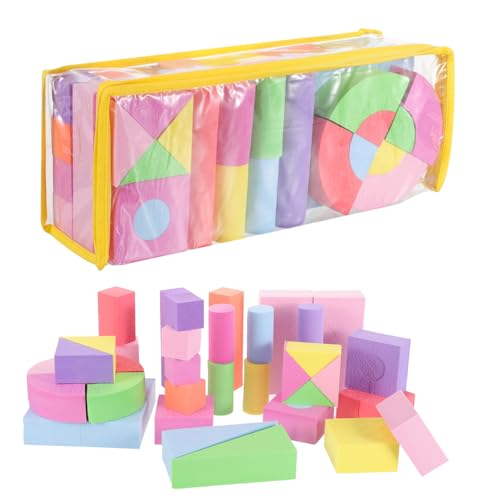 ORFOFE 52 Stück Teiliges Eva Bausteine für Kleinkinder Jahre Lernspielzeug zur Frühen Bildung Geometrische Formen Stapelspiel für Motorische und Kognitive Entwicklung von ORFOFE