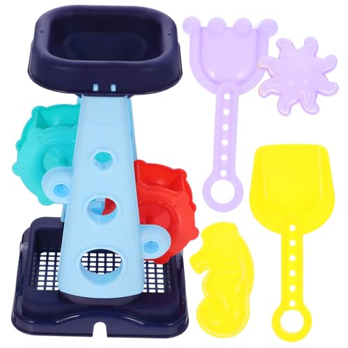 ORFOFE 5Stücke Teiliges Eltern Junge Mädchen Strandspielzeug Interaktives Sandspielzeug mit Trolley Sanduhr und Rake Blau für Strand und Garten von ORFOFE