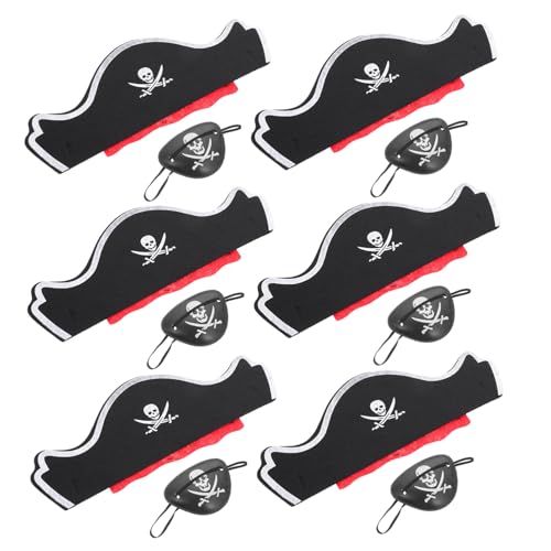 ORFOFE 6 Sätze Piraten Kopfaccessoires Halloween Cosplay mit Augenklappen und Piratenhüten Langlebige Party Requisiten für Fotoaufnahmen und Mottopartys Einfach zu Tragen und Modisch von ORFOFE