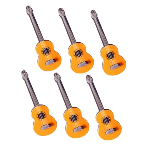 ORFOFE 6 Stück Miniatur Gitarren Teiliges Puppenhaus Zubehör Detaillierte Modelle Kleine Musikinstrumente Realistische Miniatur für Dekoration Fotografie Filmen von ORFOFE