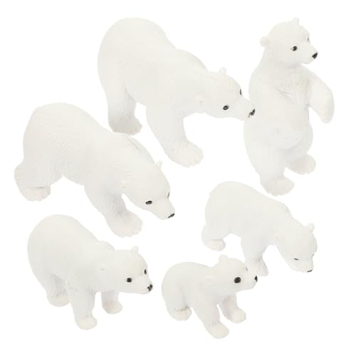 ORFOFE 6 Stück Resin Miniatur Weißer Eisbär Figuren Realistische Eisbär Dekoration Klein und Robust Niedliche Schreibtisch Deko für Lernspielzeug und Mikrolandschaft von ORFOFE