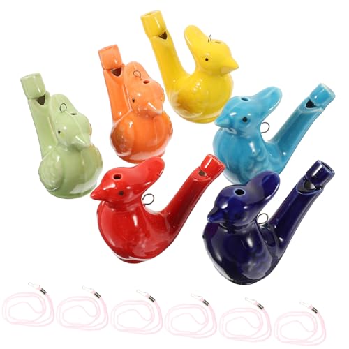 ORFOFE 6 Stück Teiliges Bunte Keramik Vogelpfeifen für Geburtstagsgeschenk Musikalisches Wasserspielzeug Einfache Handhabung Lebendige Farben Pädagogisches Bade Zufällige Zufällige Farbe von ORFOFE