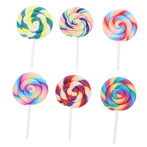 ORFOFE 6 Stück Teiliges Bunte Lollipop Charms aus Soft Clay Realistische Candy Schmuckanhänger für DIY Bastelprojekte Vielseitige Dekoration für Partys und Kreative Kinderaktivitäten von ORFOFE