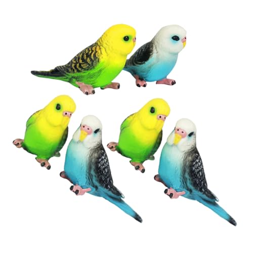 ORFOFE 6 Stück Teiliges Kleine Papageien Realistische Vogel Figur Tragbar Langlebig Farbenfrohe Miniatur Wildvogel Nachbildung für Drinnen und Draußen von ORFOFE