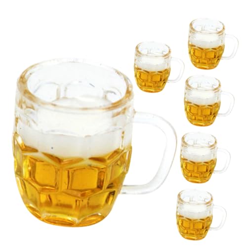 ORFOFE 6 Stück Teiliges Mini Bierkrug aus Resin Realistische Puppenhaus Deko Kleine Mini Haus Accessoires für Miniaturlandschaften und Kreative Bastelprojekte von ORFOFE