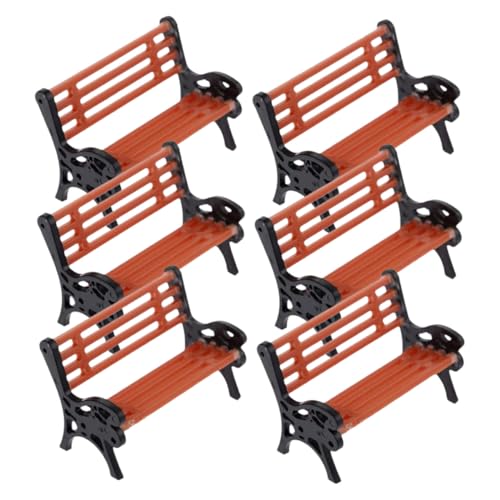 ORFOFE 6 Stück Teiliges Miniatur Sitzbank Mittelgroße Gartenmöbel für Puppenhaus Miniatur Landschaft Deko Kleine Bank Figuren Zubehör für Mini Haus von ORFOFE