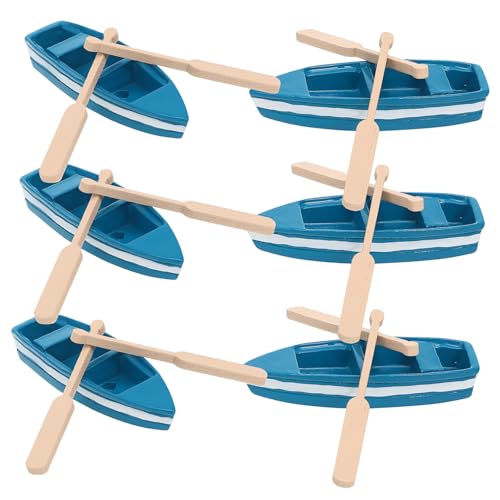 ORFOFE 6 Stück Teiliges Miniatur ruderboot aus Holz mit Ruderpaaren Handgefertigte Blaue Segelboot deko für Tisch Regal Nautische Wohnkultur und Meeres Raumgestaltung von ORFOFE