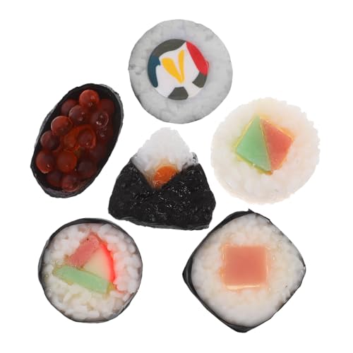 ORFOFE 6 Stück Teiliges Realistische Miniatur Sushi Deko aus Langlebigem PVC Detailgetreue Japanische Sushi Nachbildungen für Küche Fotografie Puppenhaus und Sammler Leicht zu Reinigen von ORFOFE